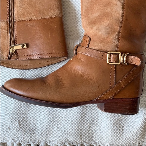 Tory Burch Lizzie Leather-Suede Riding boots - Picture 3 of 5